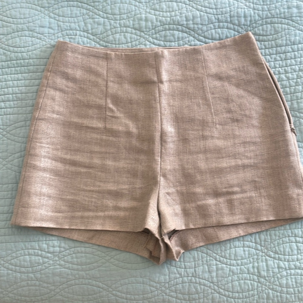 Zara- Silver / Beige Linen Shorts